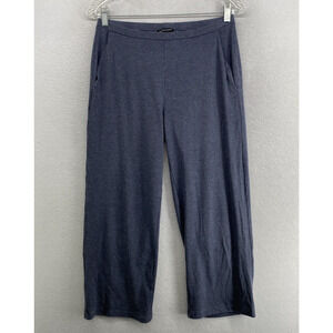 EILEEN FISHER Pants XS Tencel Ribbed Stretch Cropped Lounge Pull On Blue USA
